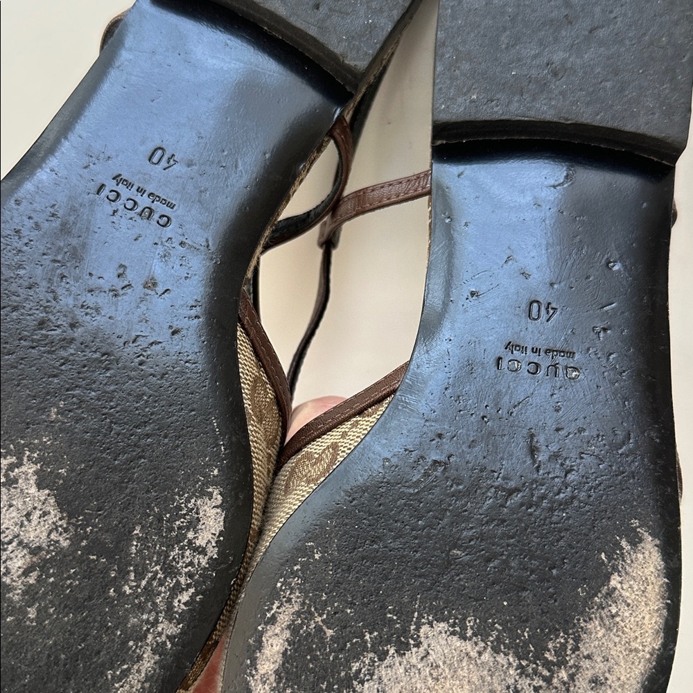 Gucci Beige Monogram Slingback Flats - Picture 13 of 13